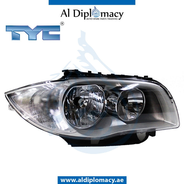Right Headlight, NORMAL for BMW 2 Series E87 (2004-2007) models, Part Number TYC-63126924486